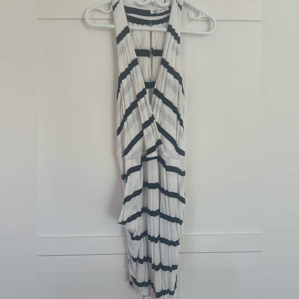 BCBGeneration Nautical Striped Drape Pockets Dress size Medium